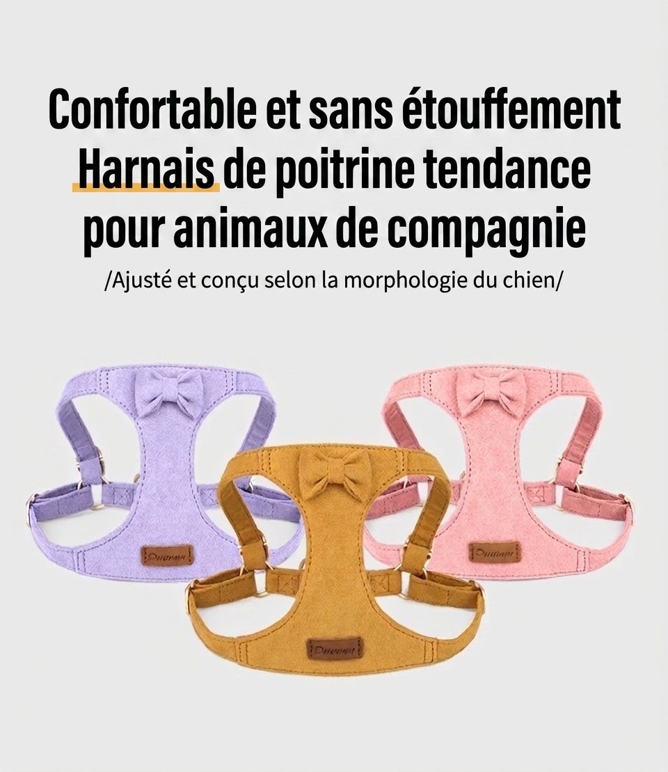 Soft Suede Pet Harness & Leash Set with Bow for Small Dogs