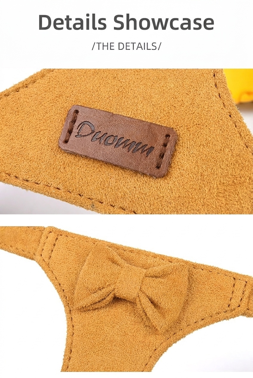 Soft Suede Pet Harness & Leash Set with Bow for Small Dogs