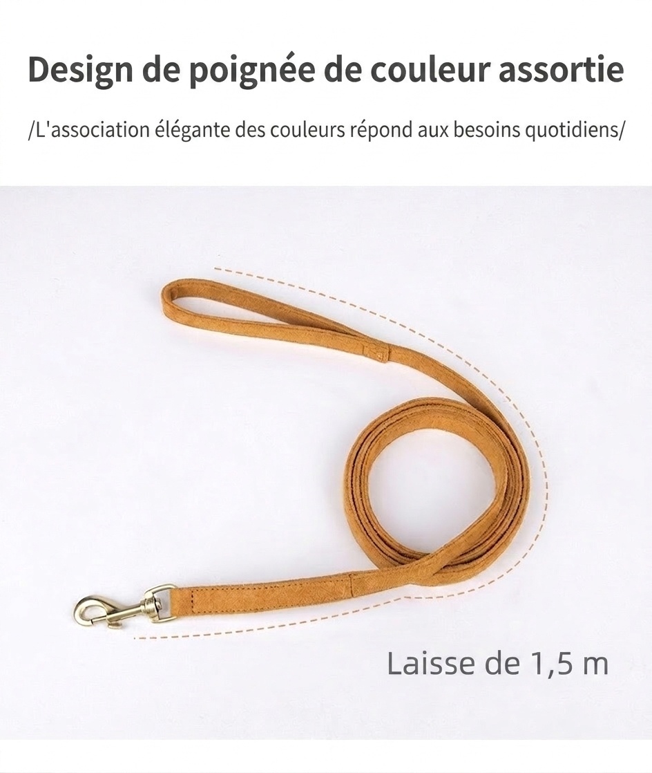 Soft Suede Pet Harness & Leash Set with Bow for Small Dogs