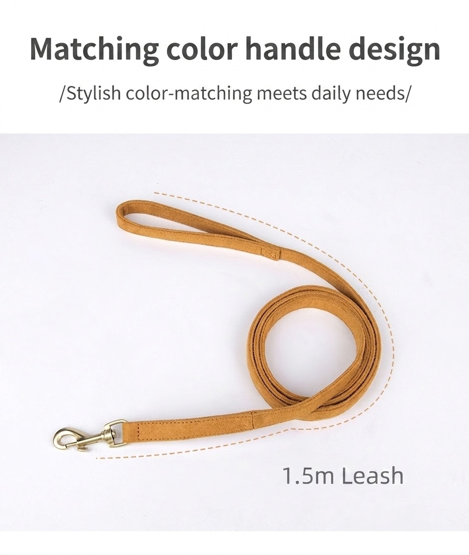 Soft Suede Pet Harness & Leash Set with Bow for Small Dogs