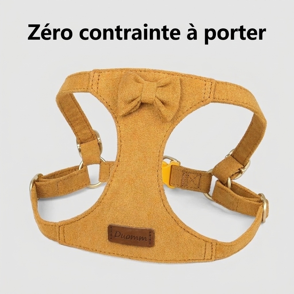 Soft Suede Pet Harness & Leash Set with Bow for Small Dogs