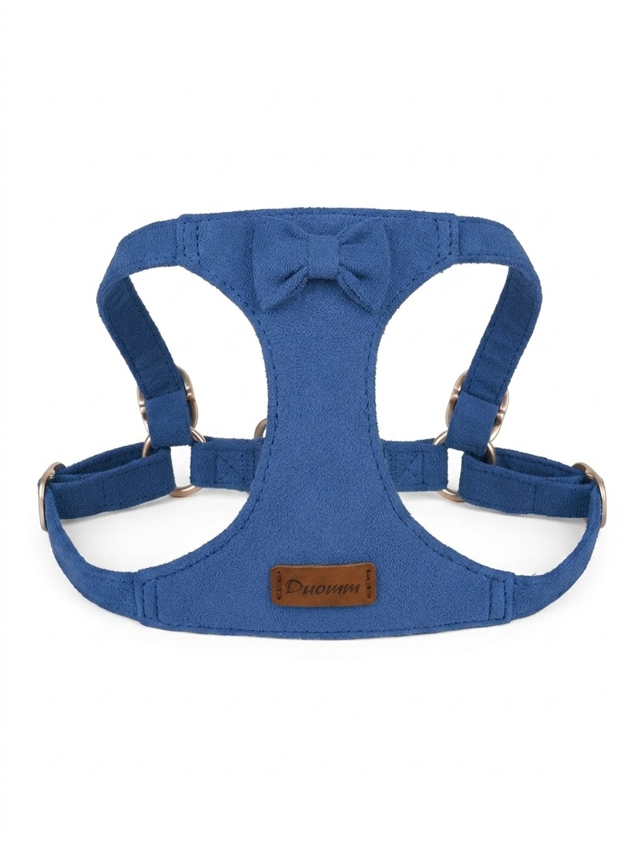 Soft Suede Pet Harness & Leash Set with Bow for Small Dogs