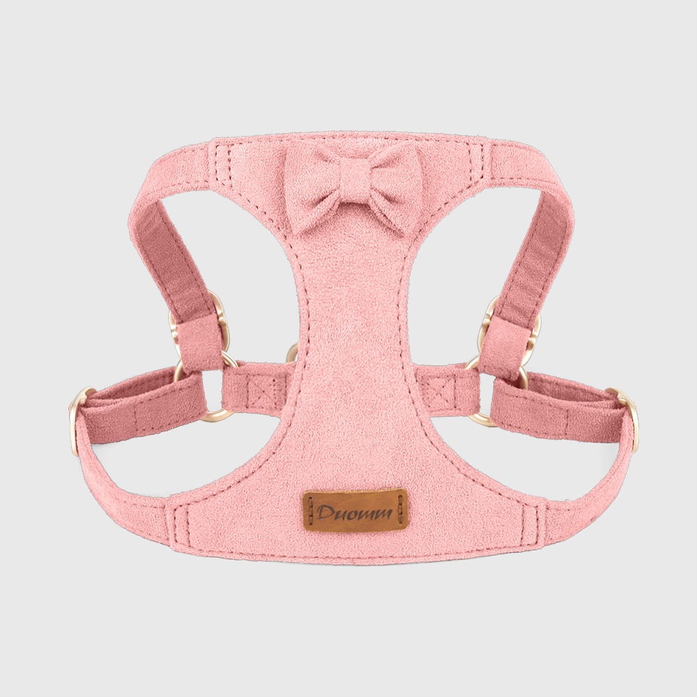 Soft Suede Pet Harness & Leash Set with Bow for Small Dogs