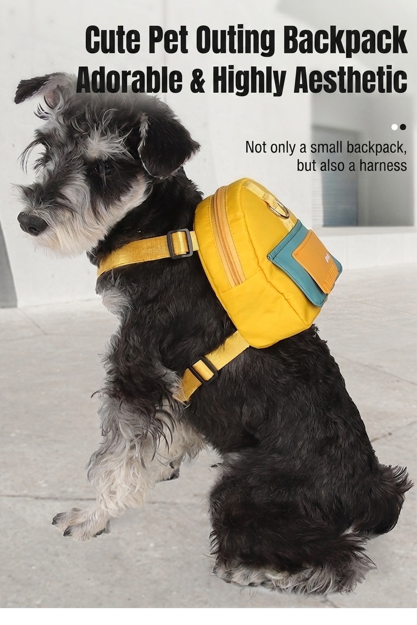 Pet Harness Backpack with Leash - Dog Walking Vest Bag