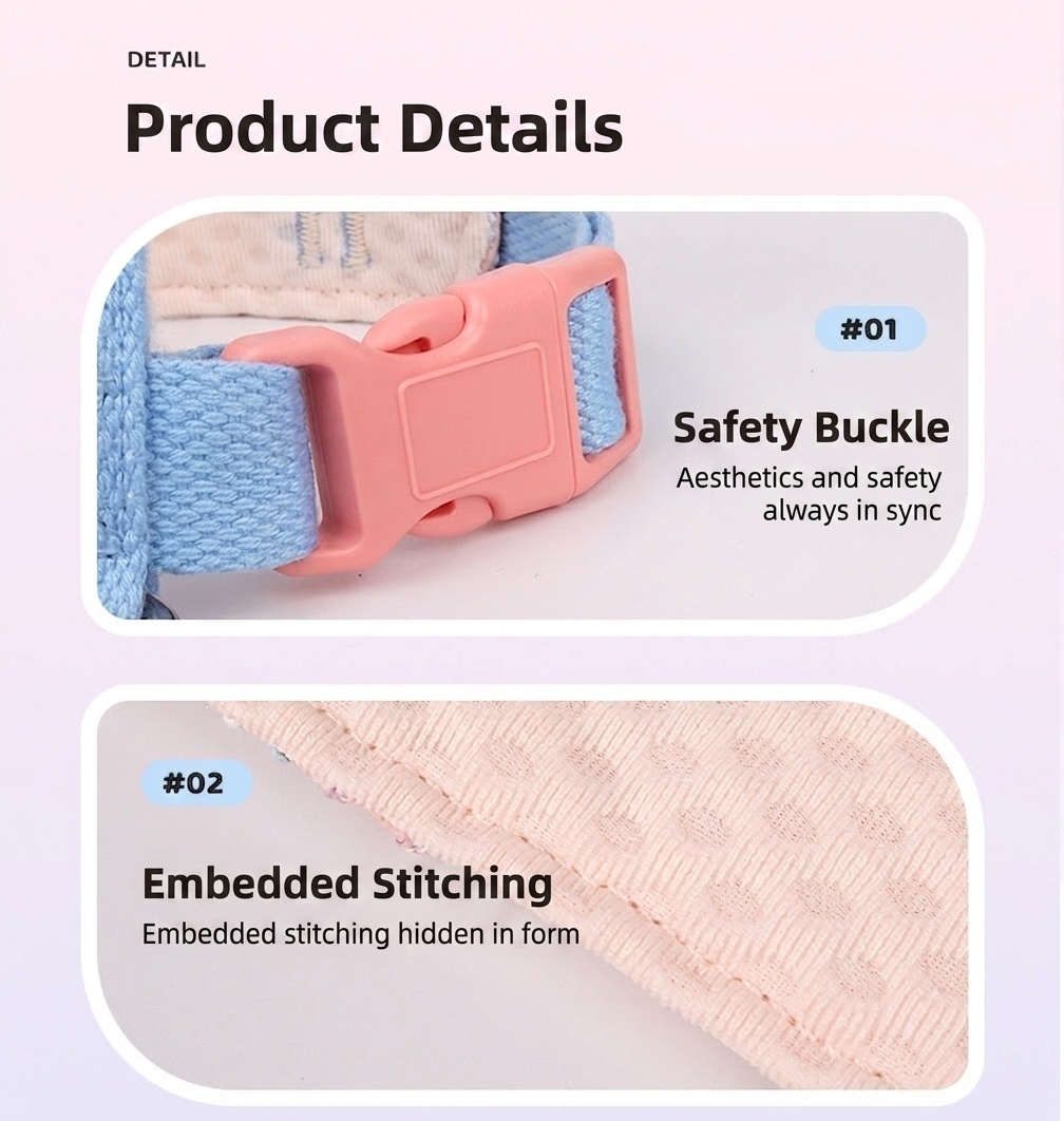 Adjustable Pastel Pet Harness & Leash Set with Mini Backpack