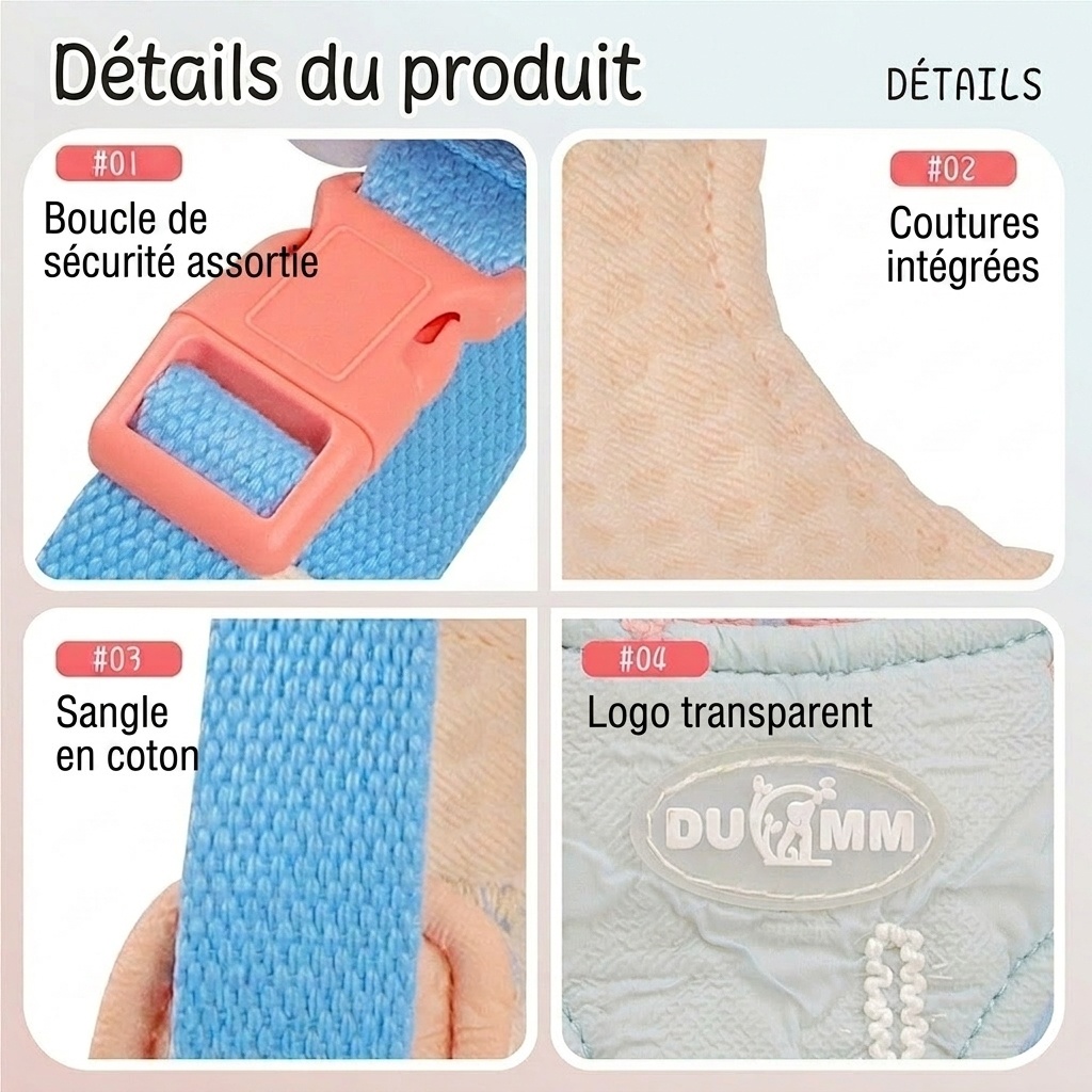 Harnais et laisse réglables pour animaux de compagnie, de couleur pastel, avec mini sac à dos