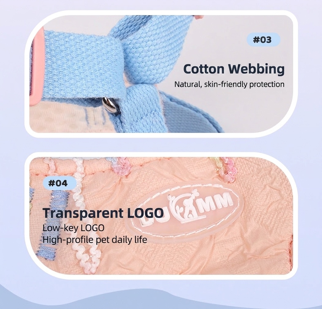 Adjustable Pastel Pet Harness & Leash Set with Mini Backpack