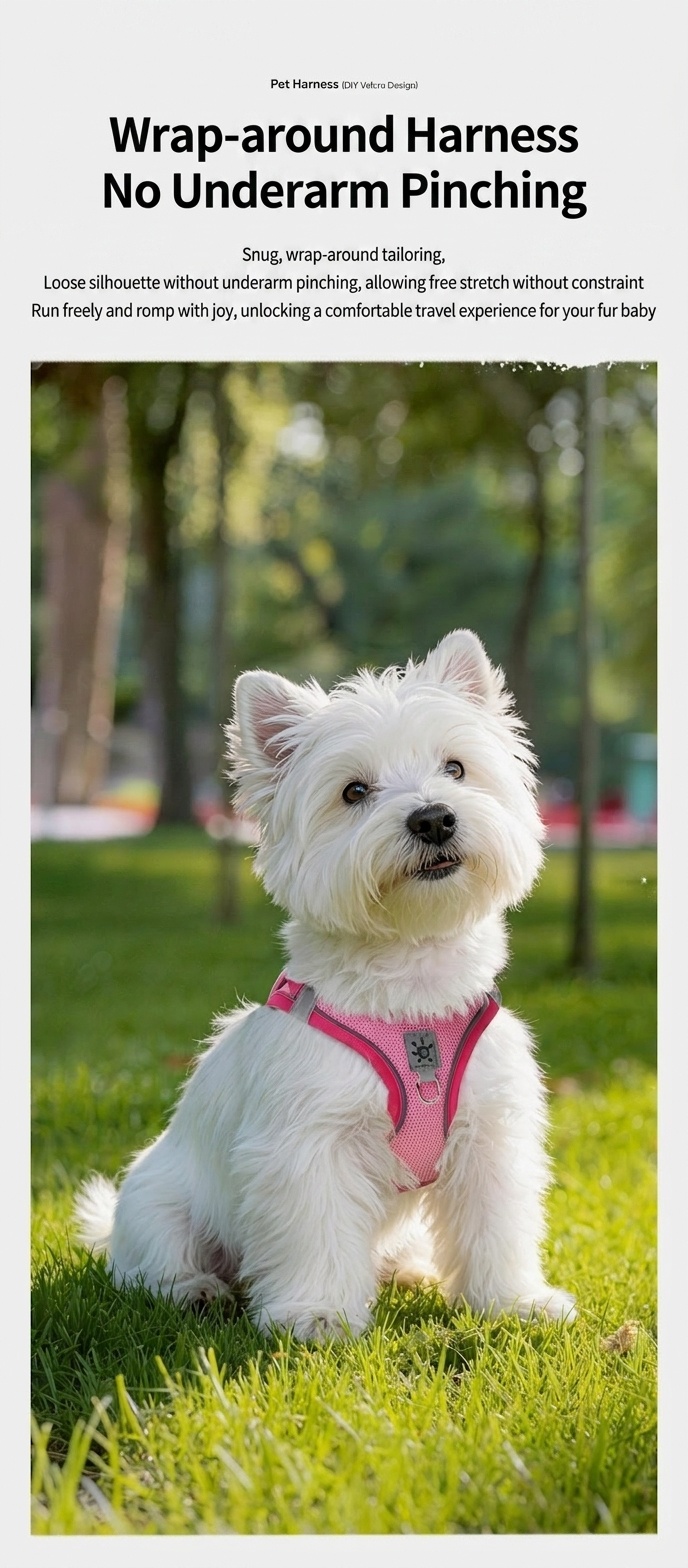 Adjustable Reflective Pet Harness with DIY Patches