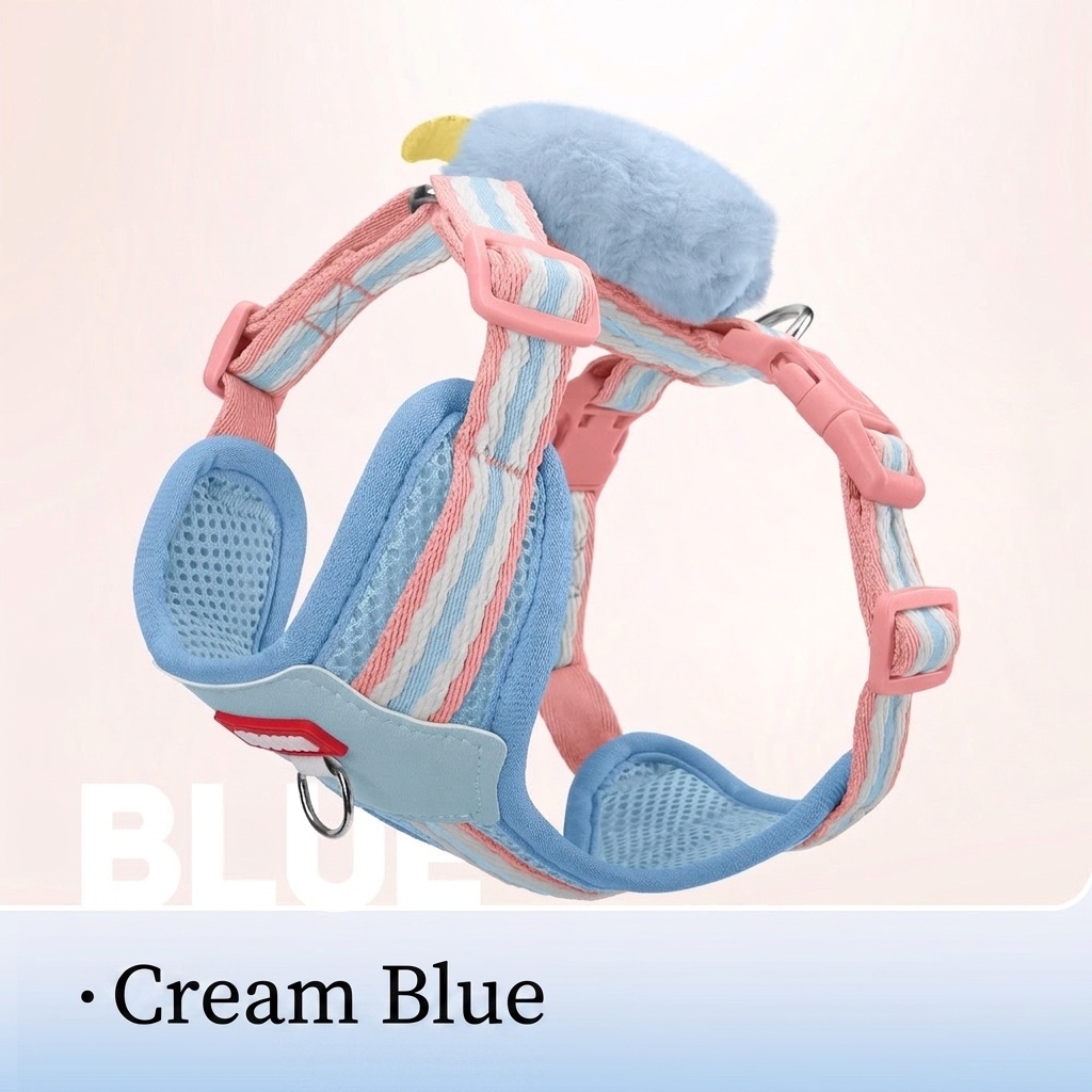 Cute Pet Harness & Leash Set with Plush Toy - Breathable Mesh