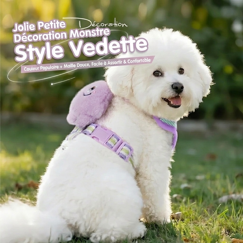 Ensemble harnais et laisse pour animaux de compagnie avec peluche - Maille respirante