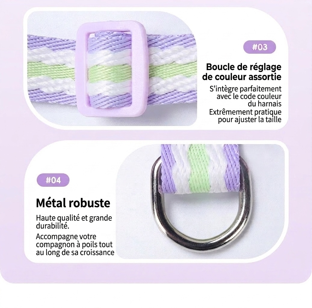 Ensemble harnais et laisse pour animaux de compagnie avec peluche - Maille respirante