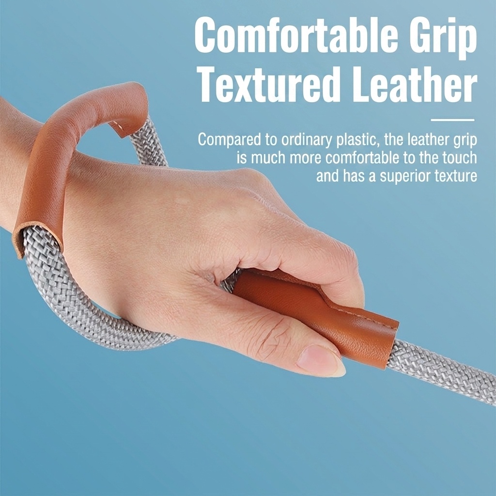 Durable Reflective Dog Leash with Comfortable Leather Handle