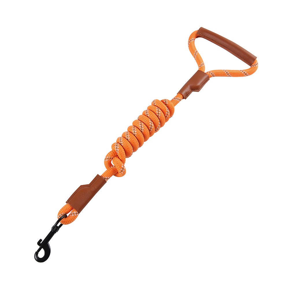 Durable Reflective Dog Leash with Comfortable Leather Handle