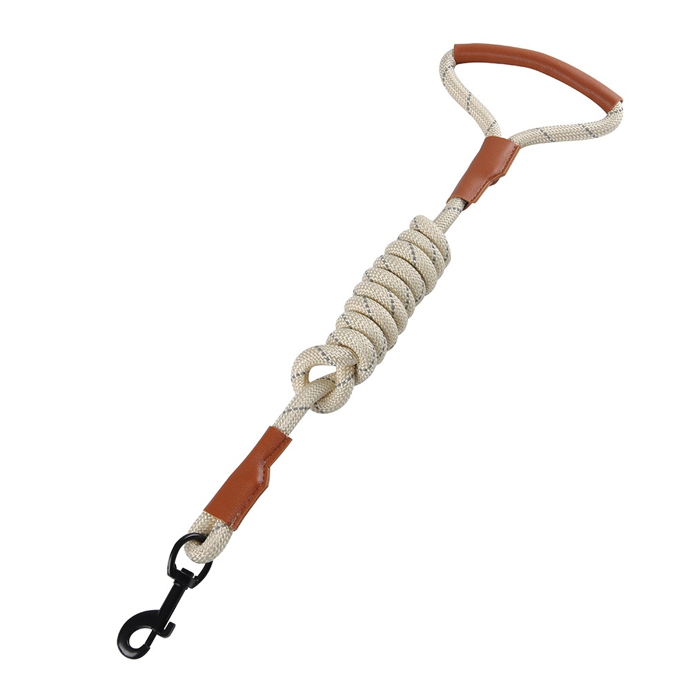 Durable Reflective Dog Leash with Comfortable Leather Handle