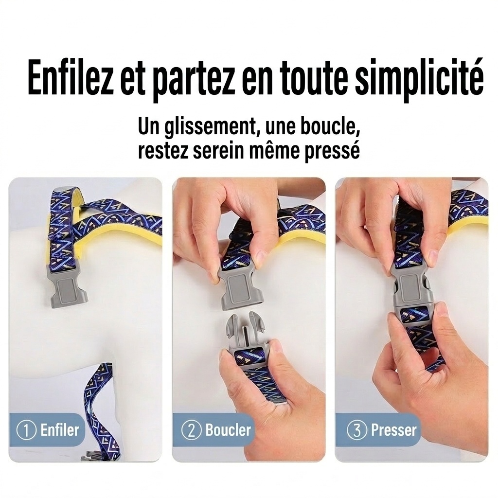 Harnais pour chien anti-traction réfléchissant et réglable avec poignée