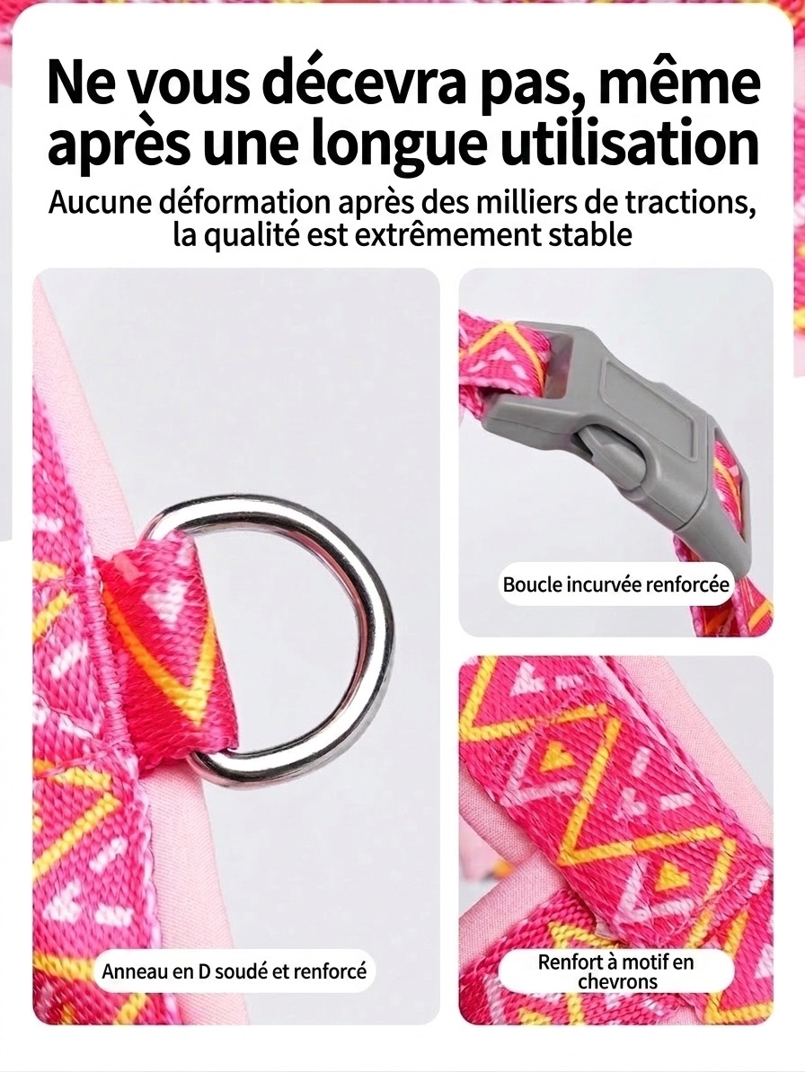 Harnais pour chien anti-traction réfléchissant et réglable avec poignée