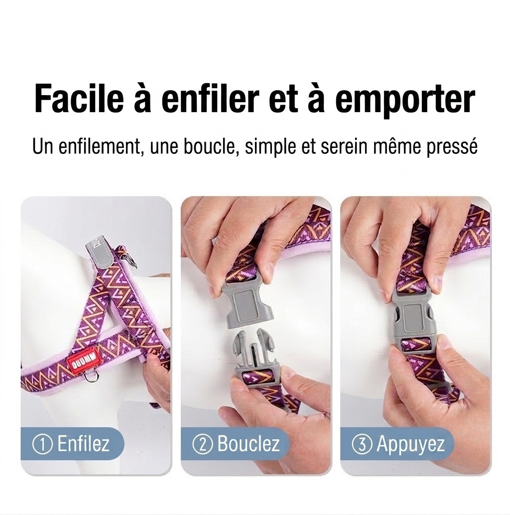 Harnais pour chien anti-traction réfléchissant et réglable avec poignée
