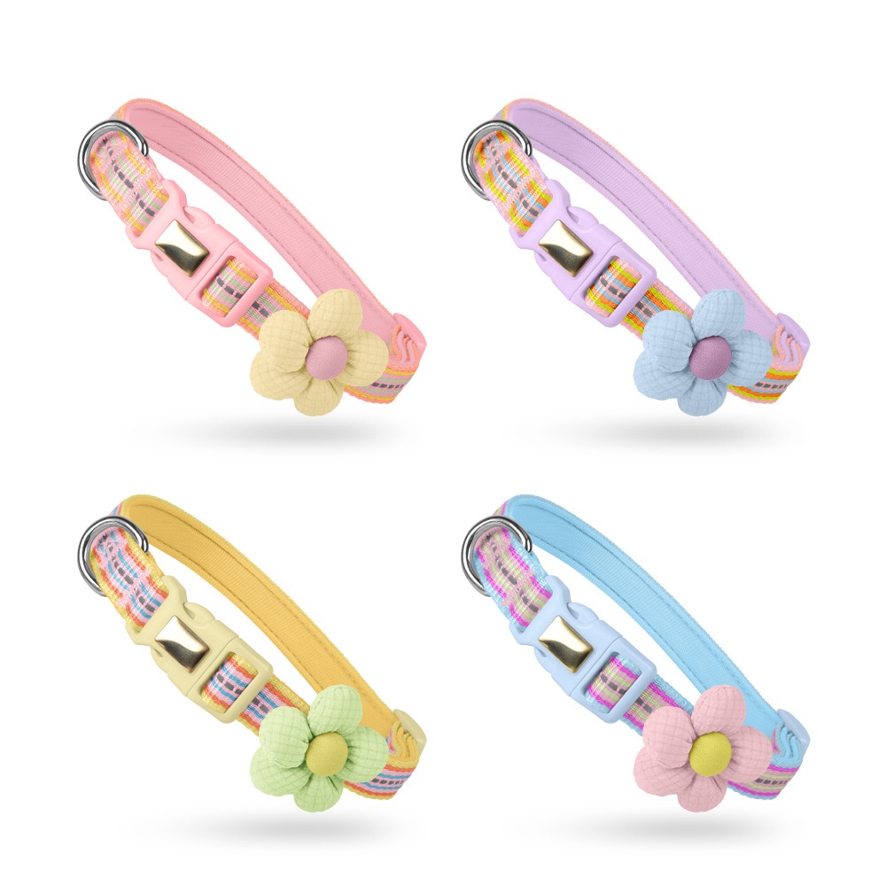 Reflective Flower Pet Collar with Engravable ID Tag for Pets