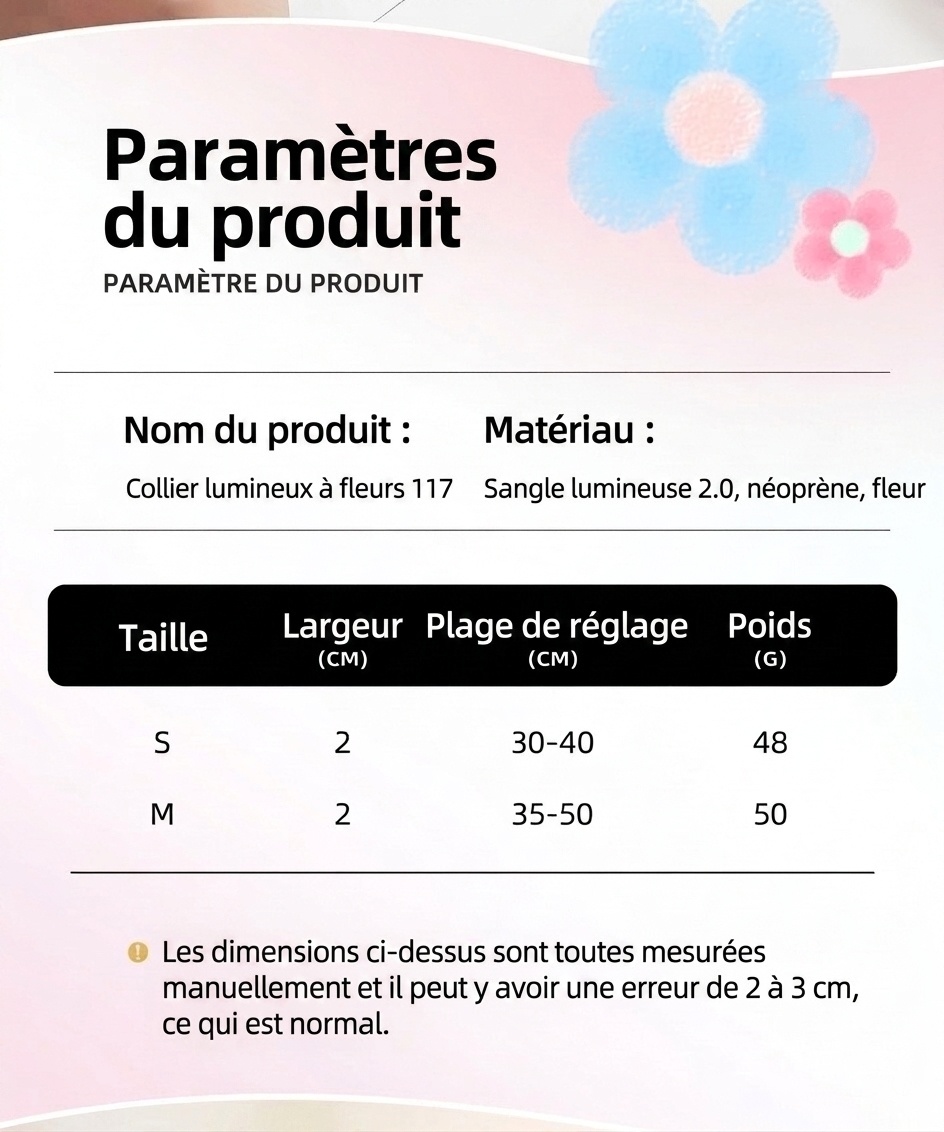 Collier réfléchissant à motif floral pour animaux de compagnie avec étiquette d'identification gravable