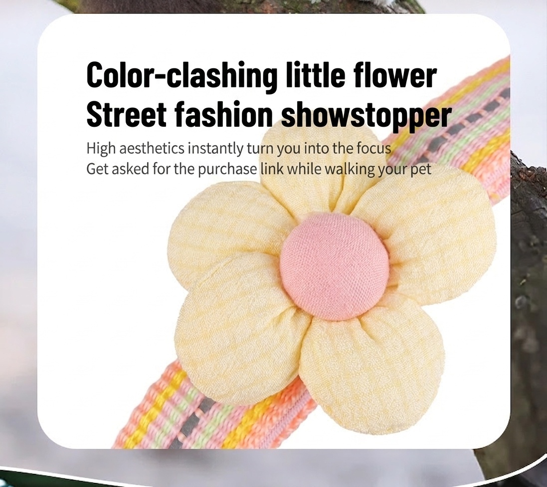 Reflective Flower Pet Collar with Engravable ID Tag for Pets