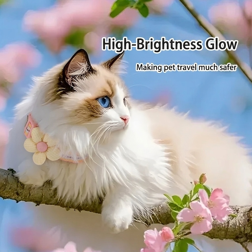 Reflective Flower Pet Collar with Engravable ID Tag for Pets