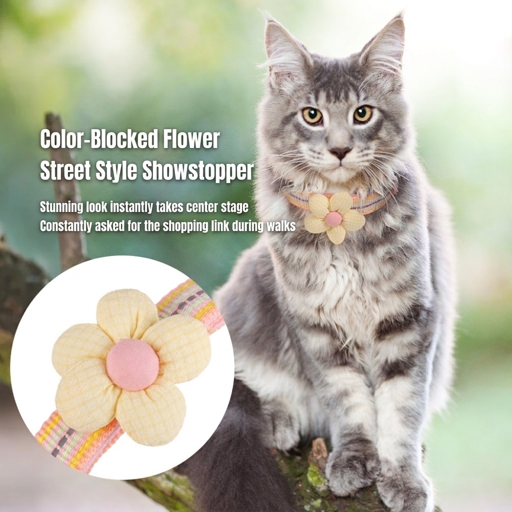 Reflective Flower Pet Collar with Engravable ID Tag for Pets