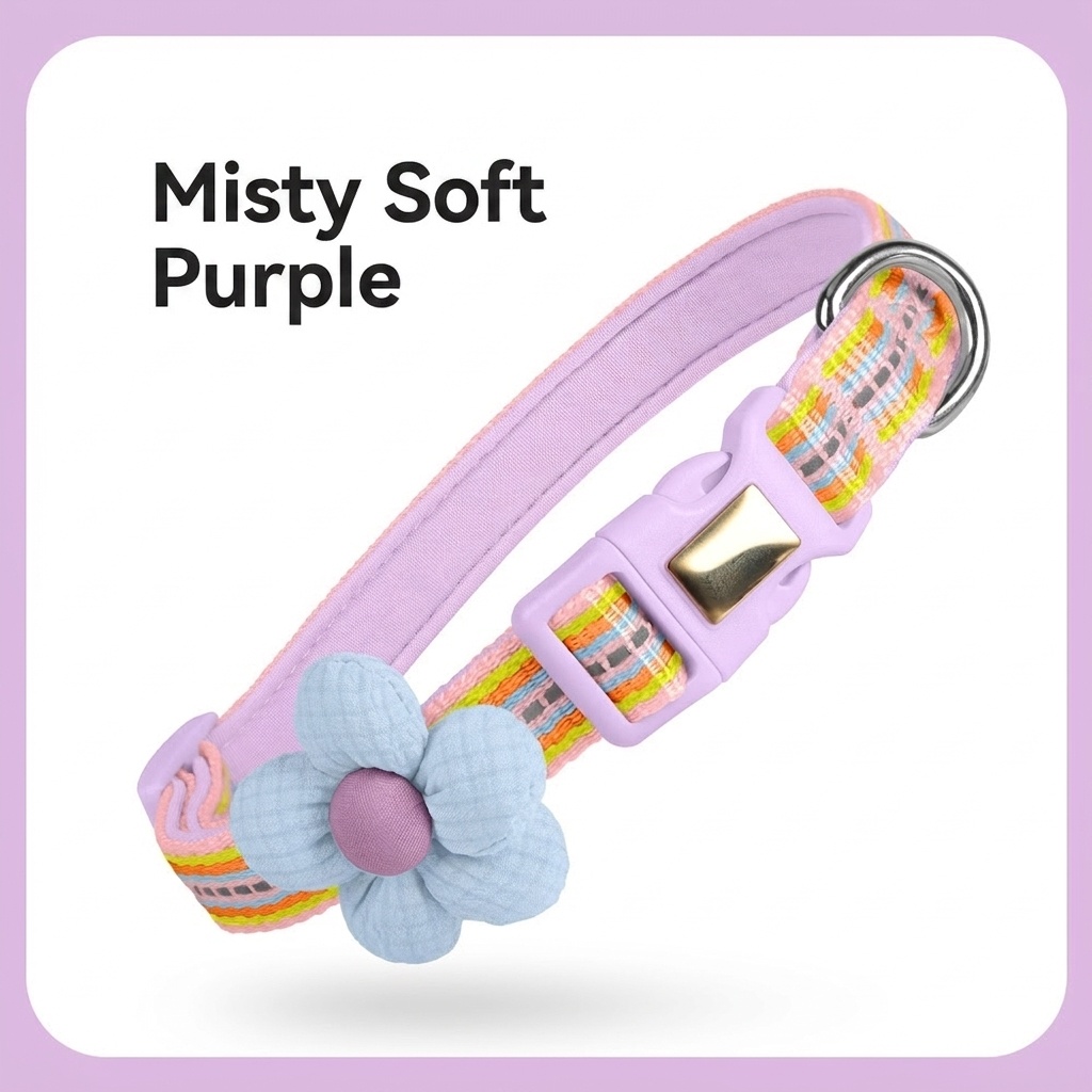 Reflective Flower Pet Collar with Engravable ID Tag for Pets