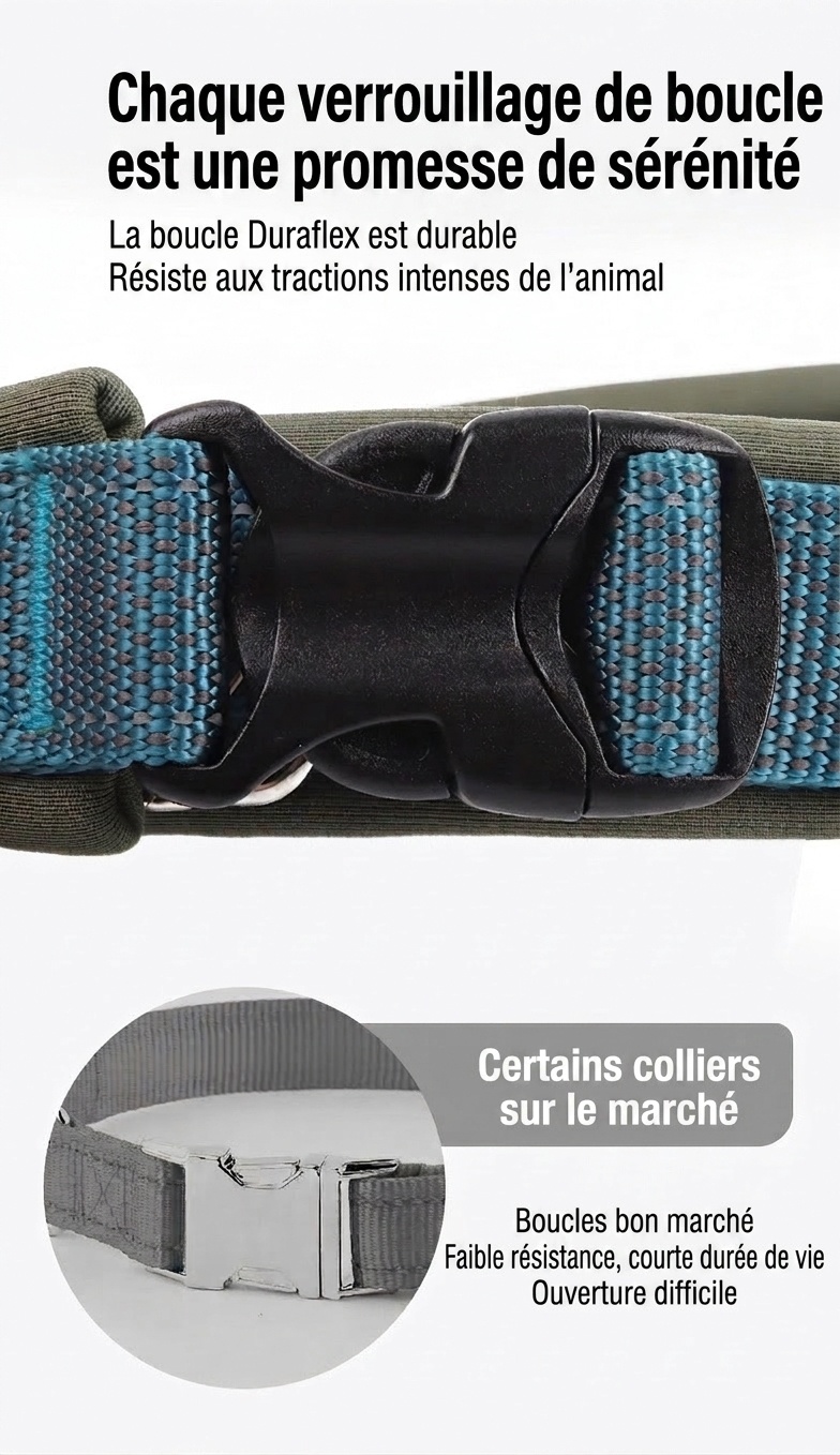Collier réfléchissant rembourré pour chien - Ajustable et confortable