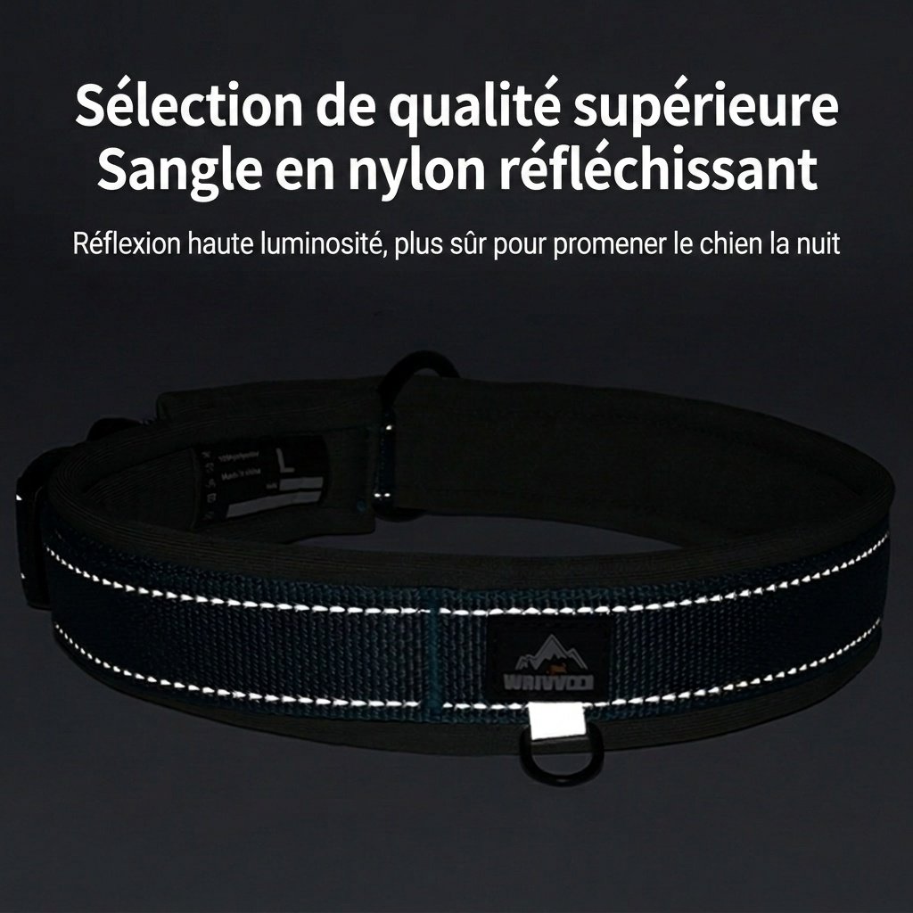 Collier réfléchissant rembourré pour chien - Ajustable et confortable