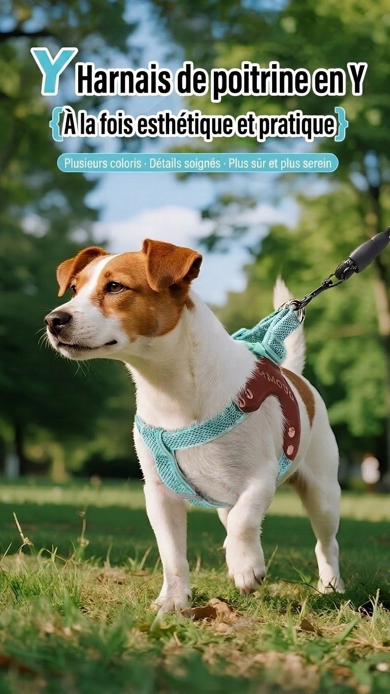 Harnais réfléchissant en forme de Y pour chien - Ajustable et confortable sans traction
