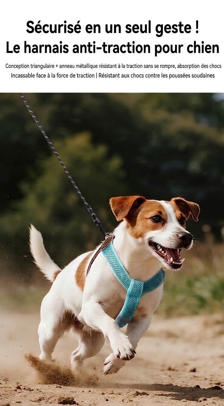 Harnais réfléchissant en forme de Y pour chien - Ajustable et confortable sans traction