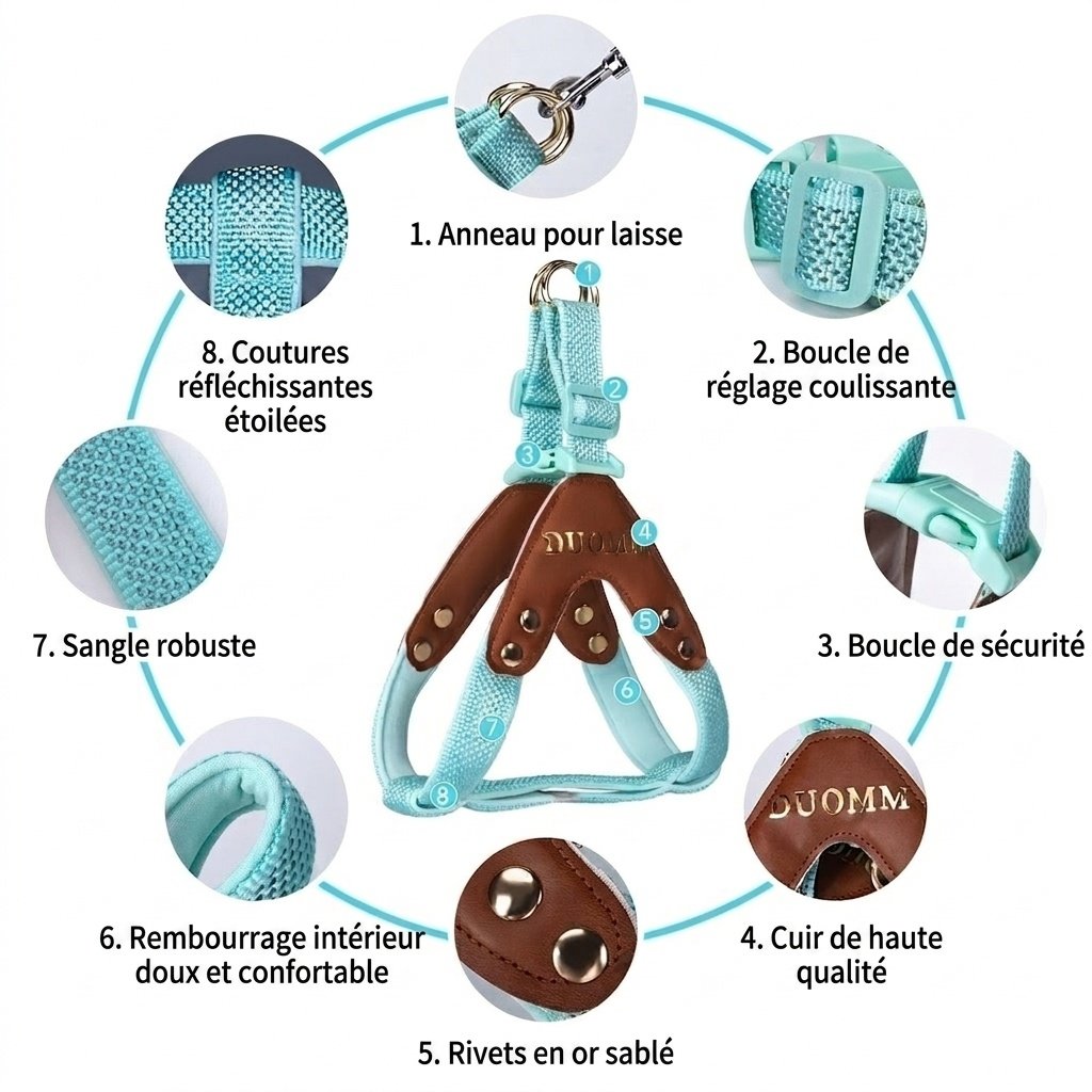 Harnais réfléchissant en forme de Y pour chien - Ajustable et confortable sans traction