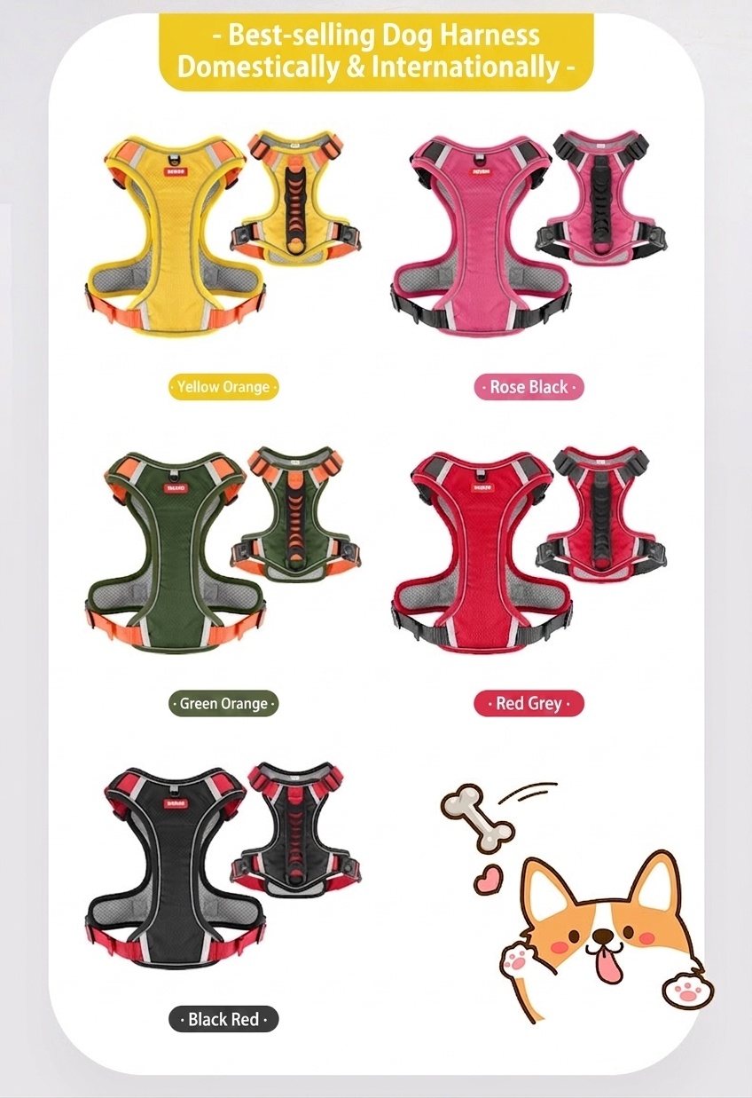 No-Pull Reflective Dog Harness with AirTag Pocket & Handle