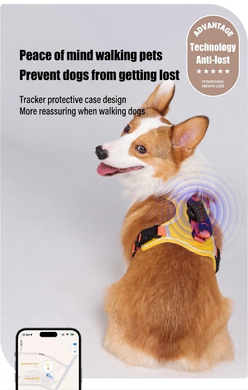 No-Pull Reflective Dog Harness with AirTag Pocket & Handle