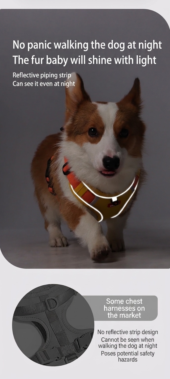 No-Pull Reflective Dog Harness with AirTag Pocket & Handle