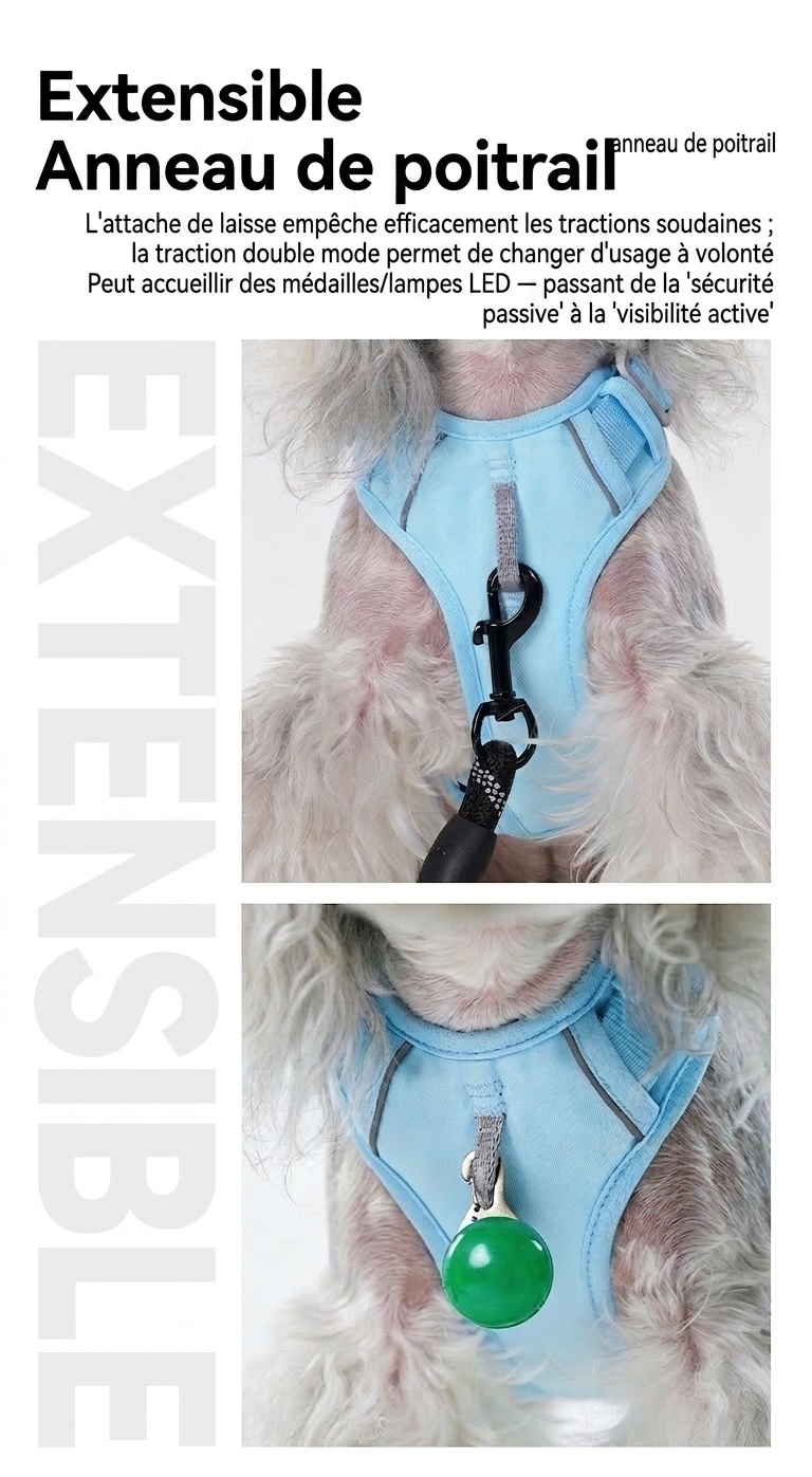 Harnais réfléchissant anti-traction pour chien - Réglable et confortable