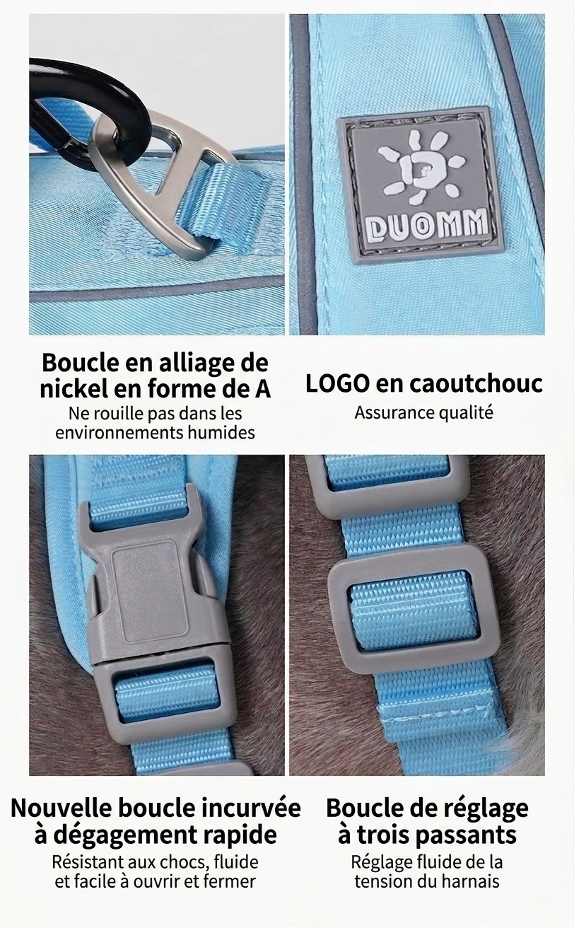 Harnais réfléchissant anti-traction pour chien - Réglable et confortable