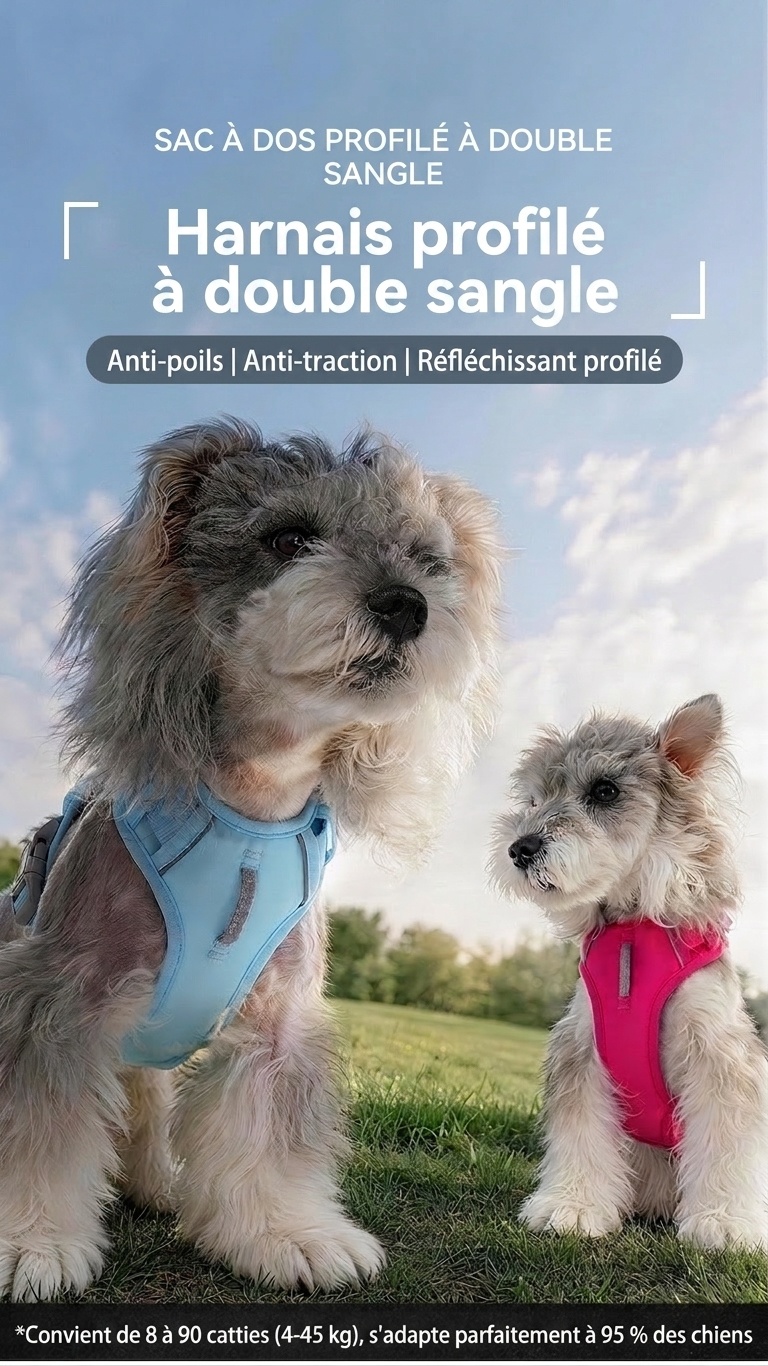 Harnais réfléchissant anti-traction pour chien - Réglable et confortable