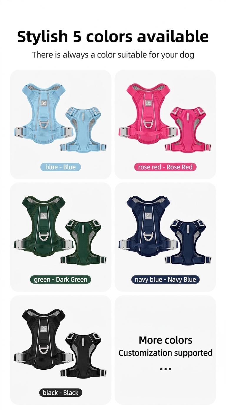 No-Pull Reflective Dog Harness Vest - Adjustable & Comfortable