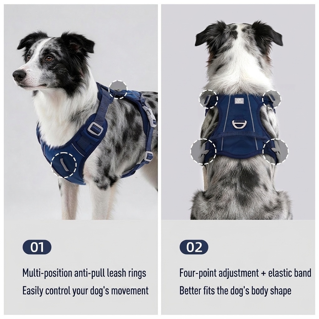 No-Pull Reflective Dog Harness Vest - Adjustable & Comfortable