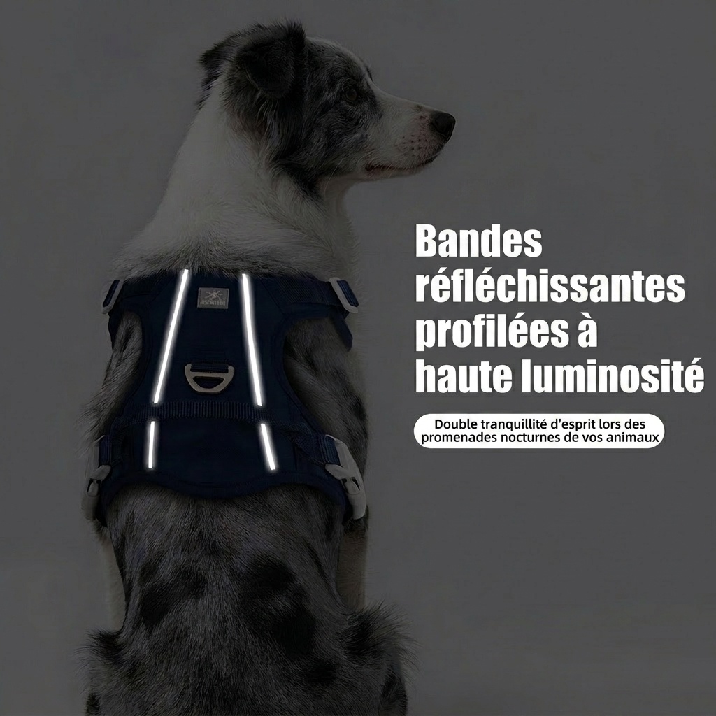 Harnais réfléchissant anti-traction pour chien - Réglable et confortable