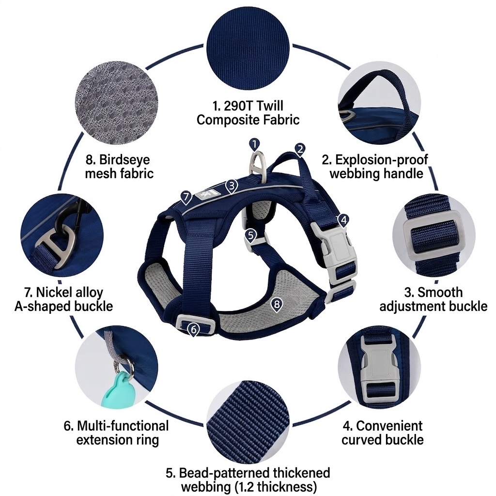No-Pull Reflective Dog Harness Vest - Adjustable & Comfortable