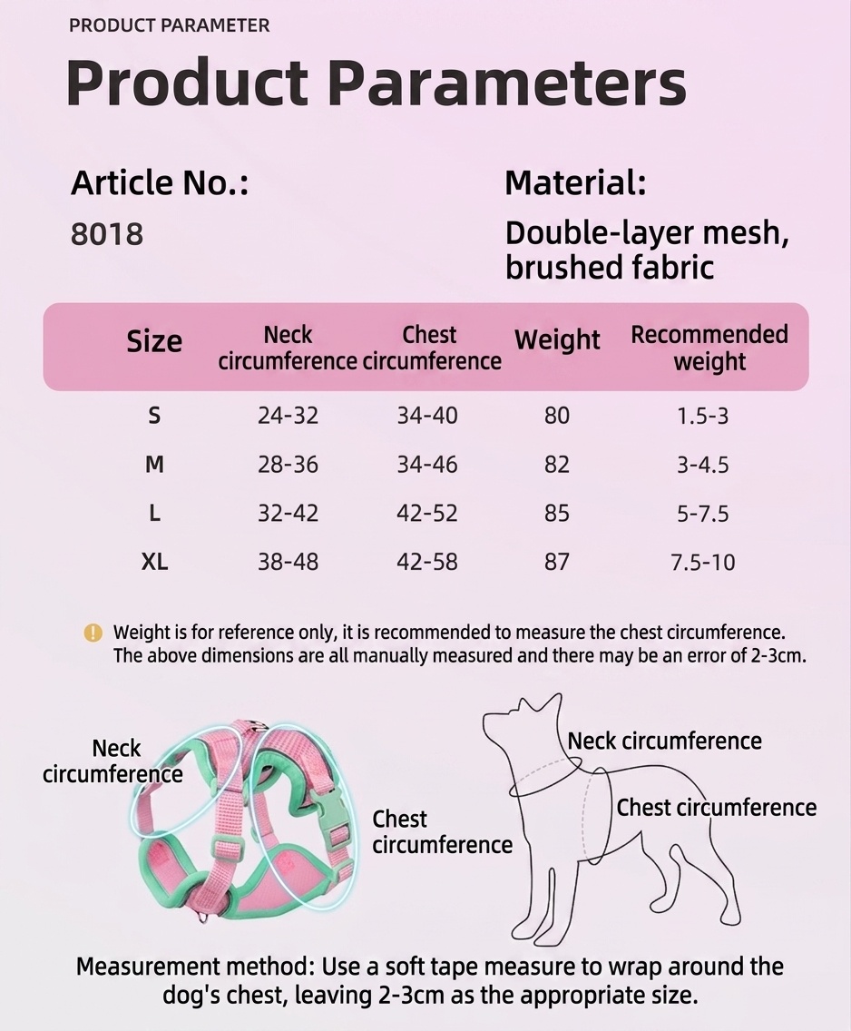 Breathable Mesh Pet Harness & Leash Set for Dogs & Cats