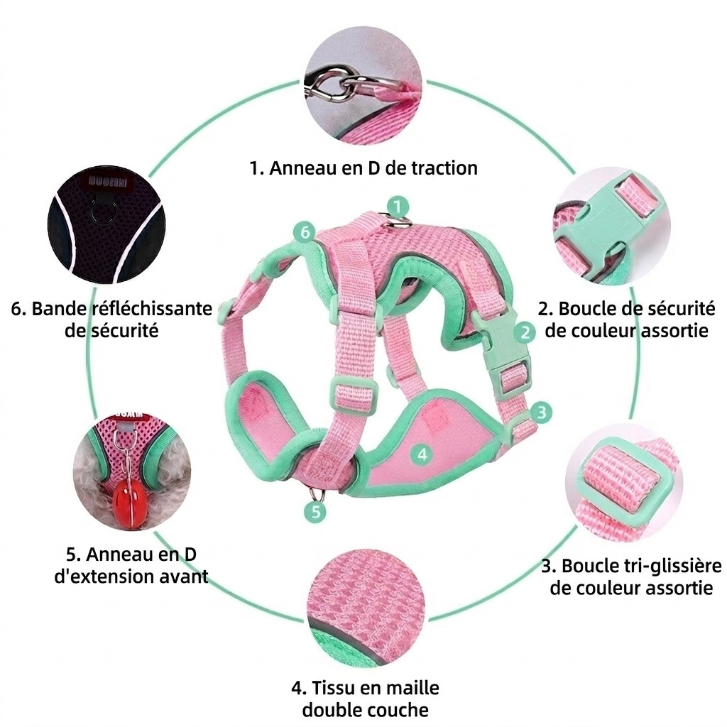Breathable Mesh Pet Harness & Leash Set for Dogs & Cats