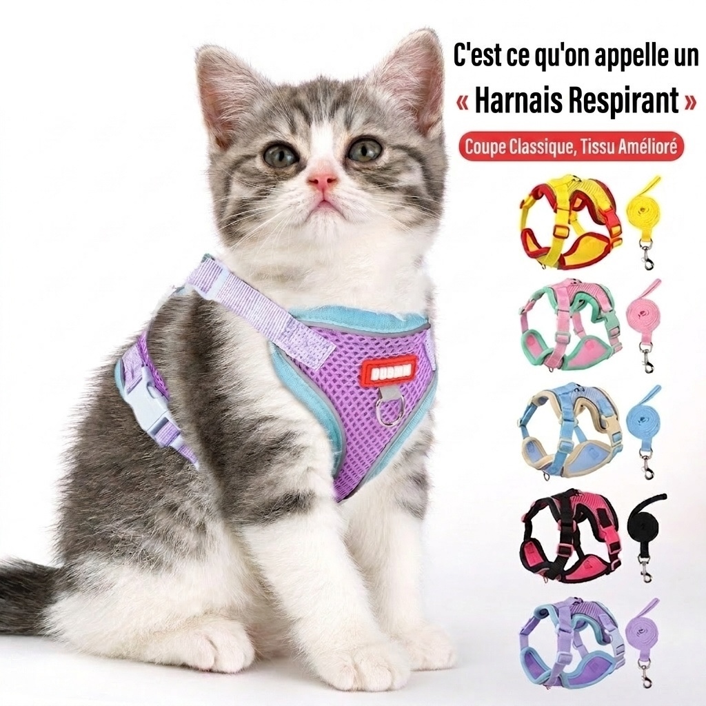 Breathable Mesh Pet Harness & Leash Set for Dogs & Cats
