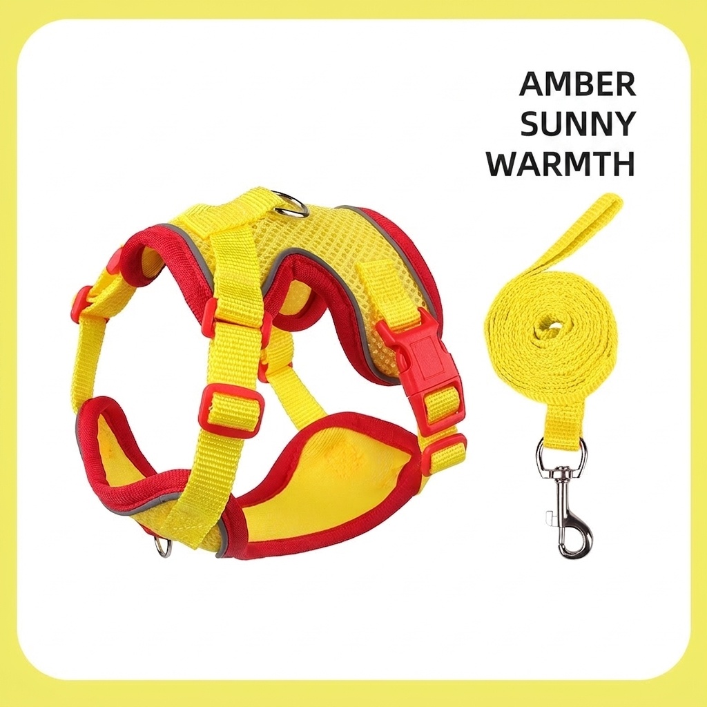 Breathable Mesh Pet Harness & Leash Set for Dogs & Cats