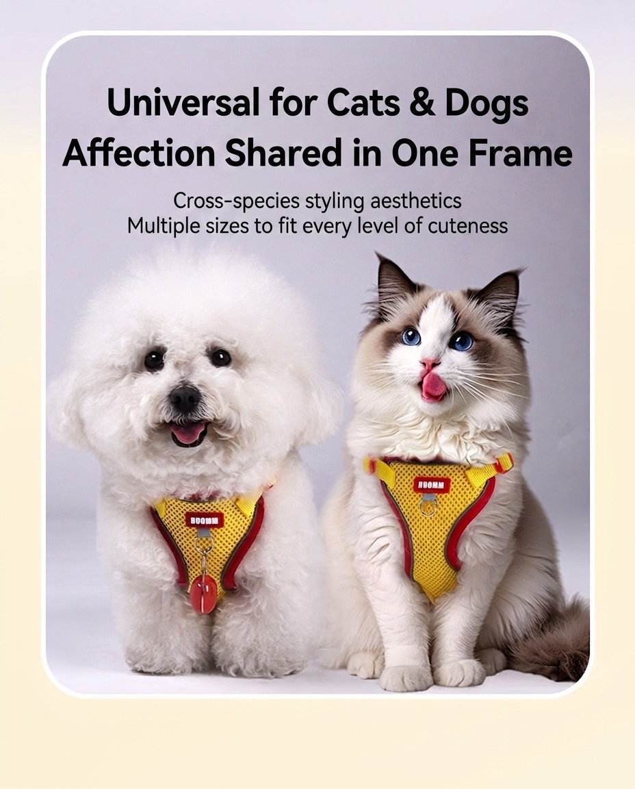 Breathable Mesh Pet Harness & Leash Set for Dogs & Cats