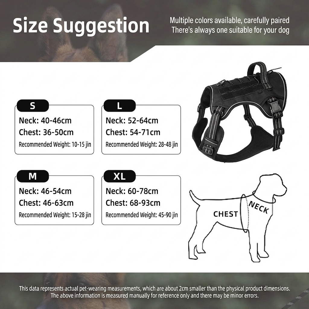 Tactical No-Pull Dog Harness with Reflective Straps & Handle