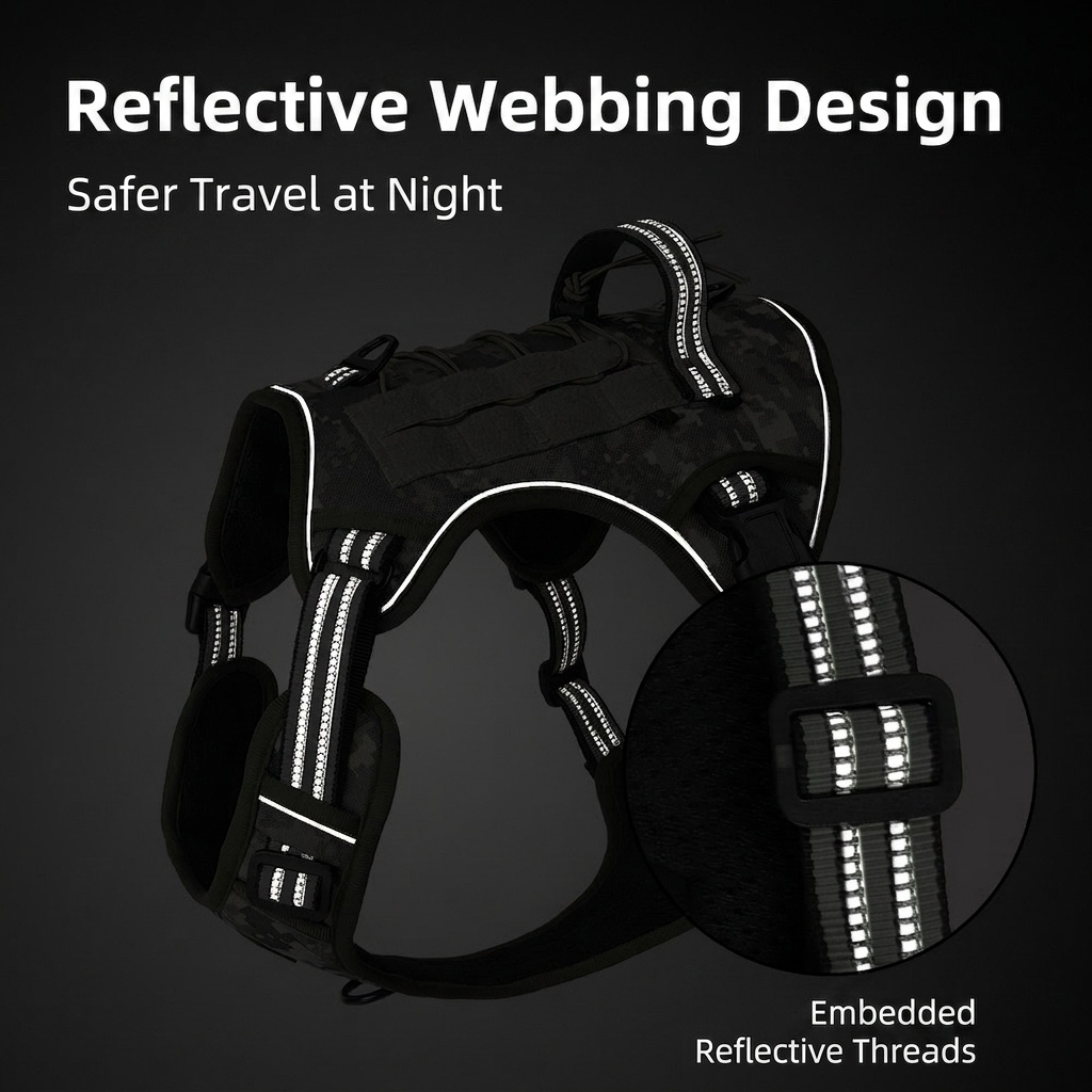 Tactical No-Pull Dog Harness with Reflective Straps & Handle
