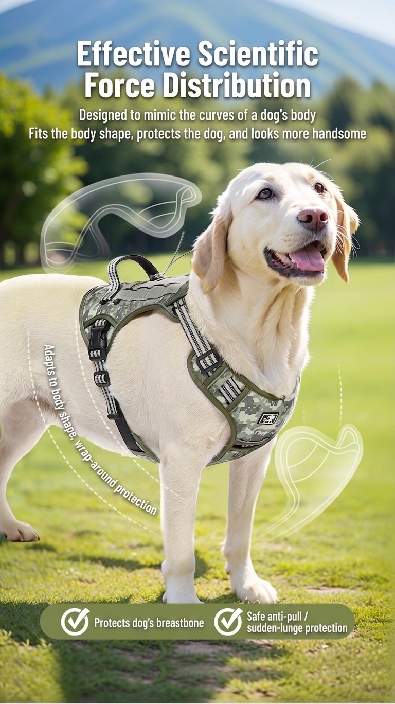Tactical No-Pull Dog Harness with Reflective Straps & Handle